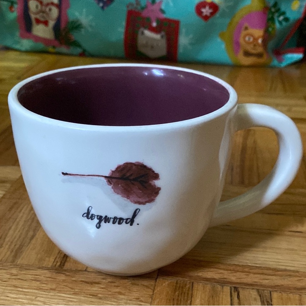 Mageta Dogwood and Camus quote white and purple wide mug cup